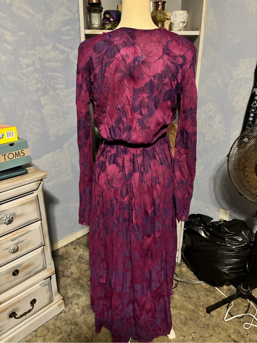 Zara Textured Floral Cutout Midi Dress Purple Pink Size Small NWT - Picture 10 of 14